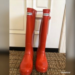 EUC Hunter Women’s Tall Rain boots 6 / 37 Orange